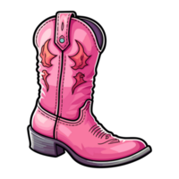 Pink cowboy cowgirl boots in western southwestern style, cowgirl illustration. png