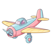 Miniature of a colorful toy airplane in cartoon style pastel colors png