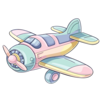 Miniatur von ein bunt Spielzeug Flugzeug im Karikatur Stil Pastell- Farben png