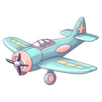 miniatura de un vistoso juguete avión en dibujos animados estilo pastel colores png