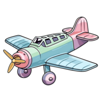 Miniatur von ein bunt Spielzeug Flugzeug im Karikatur Stil Pastell- Farben png