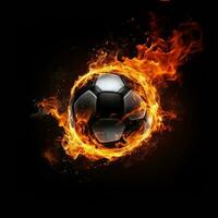 Fiery Soccer Ball on Black Background photo