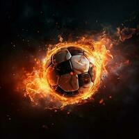 Fiery Soccer Ball on Black Background photo