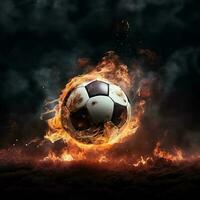 Fiery Soccer Ball on Black Background photo