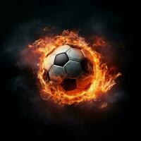 Fiery Soccer Ball on Black Background photo