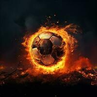 Fiery Soccer Ball on Black Background photo