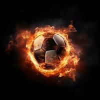 Fiery Soccer Ball on Black Background photo