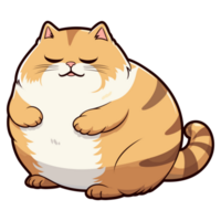 Cute fat cat sticker design, Funny crazy cartoon illustration png