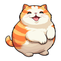 schattig dik kat sticker ontwerp, grappig gek tekenfilm illustratie png