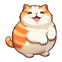 Cute fat cat sticker design, Funny crazy cartoon illustration png