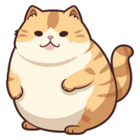 Cute fat cat sticker design, Funny crazy cartoon illustration png