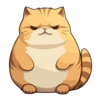 Cute fat cat sticker design, Funny crazy cartoon illustration png