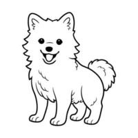 American Eskimo dog, hand drawn cartoon character, dog icon. vector