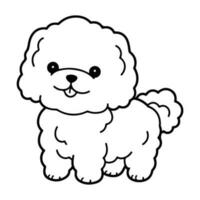 bichón frisa, mano dibujado dibujos animados personaje, perro icono. vector