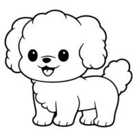 bichón frisa, mano dibujado dibujos animados personaje, perro icono. vector