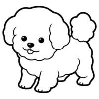 bichón frisa, mano dibujado dibujos animados personaje, perro icono. vector