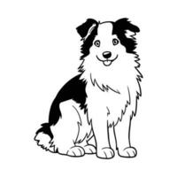 border collie, hand drawn cartoon character, dog icon. vector