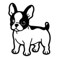 bostón terrier, mano dibujado dibujos animados personaje, perro icono. vector