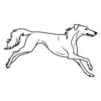 Borzoi, hand drawn cartoon character, dog icon. vector