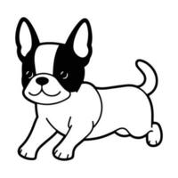 bostón terrier, mano dibujado dibujos animados personaje, perro icono. vector