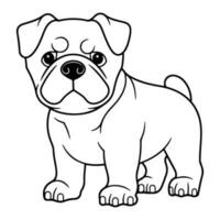 buldog, mano dibujado dibujos animados personaje, perro icono. vector