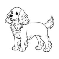 Inglés cocker spaniel perro, mano dibujado dibujos animados personaje, perro icono. vector