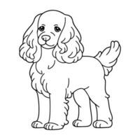 Inglés cocker spaniel perro, mano dibujado dibujos animados personaje, perro icono. vector