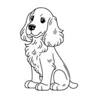 Inglés cocker spaniel perro, mano dibujado dibujos animados personaje, perro icono. vector