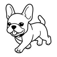 francés buldog perro, mano dibujado dibujos animados personaje, perro icono. vector