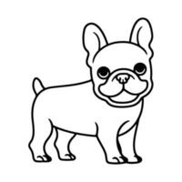 francés buldog perro, mano dibujado dibujos animados personaje, perro icono. vector