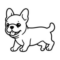 francés buldog perro, mano dibujado dibujos animados personaje, perro icono. vector