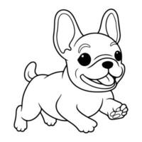 francés buldog perro, mano dibujado dibujos animados personaje, perro icono. vector