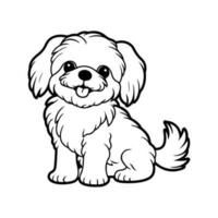 maltés perro, mano dibujado dibujos animados personaje, perro icono. vector