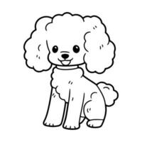 caniche perro, mano dibujado dibujos animados personaje, perro icono. vector