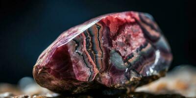 Photo of the mineral stone rhodolite close-up, macro. Generative AI