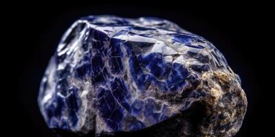 Photo of the mineral stone sodalite close-up, macro. Generative AI