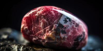 Photo of the mineral stone rhodolite close-up, macro. Generative AI