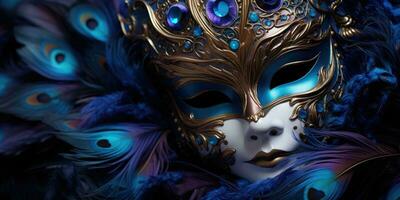 Magnificent Venetian masks. Carnival. Generative AI photo