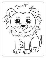 Cute Animals Coloring Pages, Animals Illustrations, Black and white Coloring Pages. vector