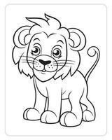 Cute Animals Coloring Pages, Animals Illustrations, Black and white Coloring Pages. vector