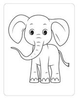 Cute Animals Coloring Pages, Animals Illustrations, Black and white Coloring Pages vector