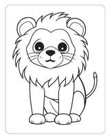 Cute Animals Coloring Pages, Animals Illustrations, Black and white Coloring Pages vector