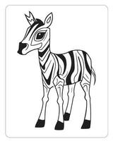 Cute Animals Coloring Pages, Animals Illustrations, Black and white Coloring Pages vector