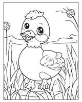 Cute Bird Coloring pages for kids, Bird illustration, Bird vector, Black and white vector