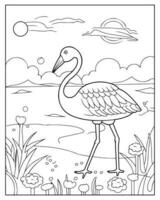 Cute Bird Coloring pages for kids, Bird illustration, Bird vector, Black and white vector