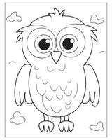 Cute Bird Coloring pages for kids, Bird illustration, Bird vector, Black and white vector