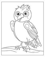 Cute Bird Coloring pages for kids, Bird illustration, Bird vector, Black and white vector