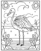 Cute Bird Coloring pages for kids, Bird illustration, Bird vector, Black and white vector