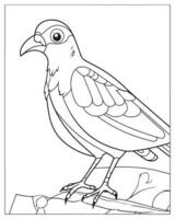 Cute Bird Coloring pages for kids, Bird illustration, Bird vector, Black and white vector