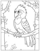 Cute Bird Coloring pages for kids, Bird illustration, Bird vector, Black and white vector